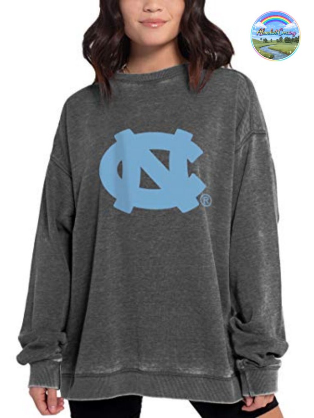 NCAA Campus Pullover Burnout Fleece Crewneck Sweatshirt Oversized North Carolina